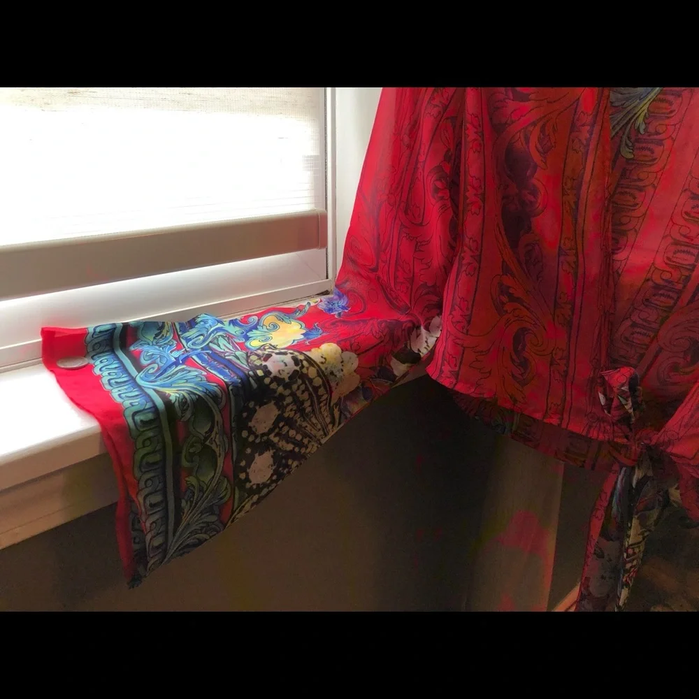 Cropped sheer tie open blouse!  Pretty little things! - Picture 2 of 5